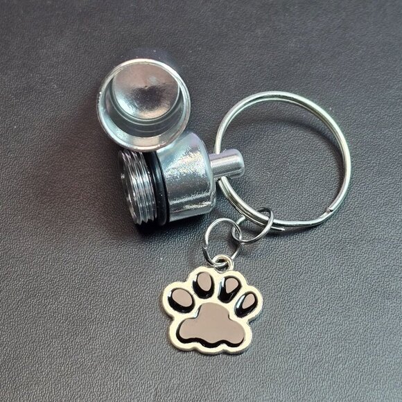 Aluminum Pet Ashes Cylinder Keychain With Paw Charm (NWOT) - Picture 4 of 5